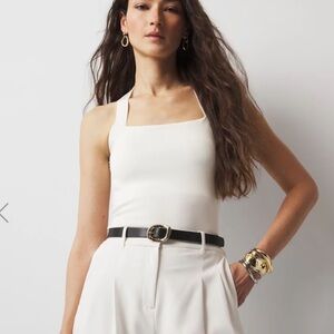 White House Black Market FORME Sculpt Stretch Sweater Halter Top